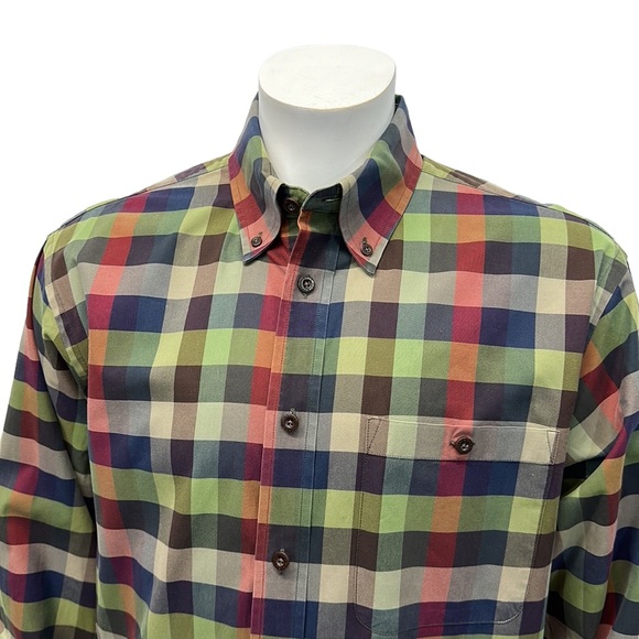 Orvis Signature Twill Multi Color Checkered Button Down Long Sleeve Shirt Large - Picture 6 of 10